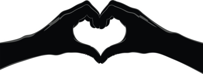 Hands making heart shape silhouette vector for love and care