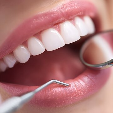 Professionelle Zahnuntersuchung mit Dentalinstrumenten
