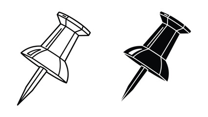 Simple black and white illustration of push pins