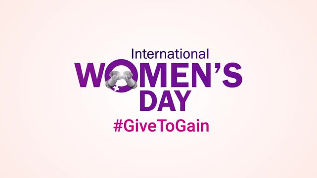 Give To Gain - International women's day concept poster. Woman sign illustration background. 2026 women's day campaign theme - #GiveToGain