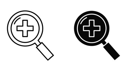 Obraz premium Magnifying glass with medical cross symbol