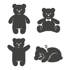 Four grey teddy bear on a white background silhouette © Elite Graphics Takal