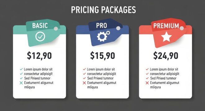 Pricing Packages Comparison: Basic, Pro, Premium Plans with Features and Costs