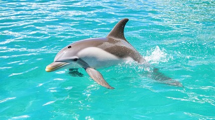 Obraz premium Playful Dolphin Leaps in Turquoise Water
