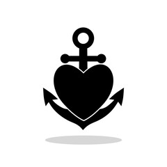 Heart and anchor symbol with shadow