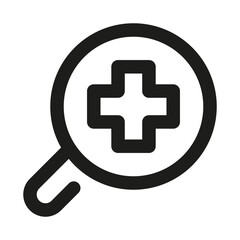 Obraz premium Hospital Search Professional Modern Line Icon. Minimal and unique medical symbol representing healthcare facility locator patient care and medical services concept