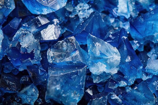 Close up view of vibrant blue vitriol crystals showcasing the beauty of copper sulfate