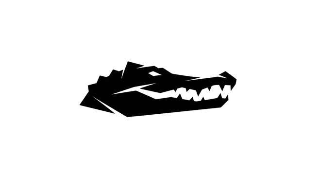 Black alligator head silhouette logo