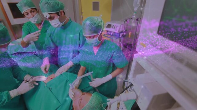 Animation of data processing over diverse surgeons during surgery
