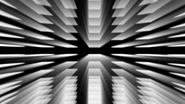 Abstract white glowing 3d geometric block animation pattern on black background