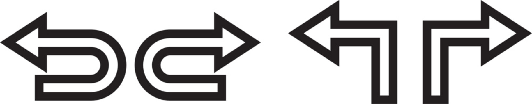 way direction arrow sign. Mega set of way direction arrow sign. Way sign. Road navigation arrows. Black Arrow Sign Direction Icon Set. Vector Image