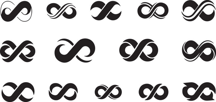Stylish Black Abstract Infinity Logo Set