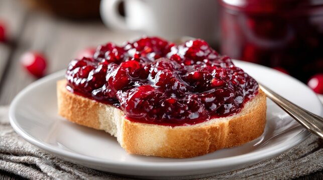 jam on a loaf of bread close-up.
