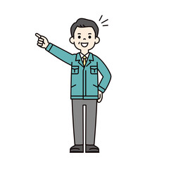 Obraz premium 目標に向かって挑戦する、作業服を着たシニア世代のビジネスマンの全身ベクターイラスト素材