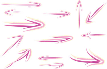 Obraz premium pastel pink color double outline hand drawn arrows set