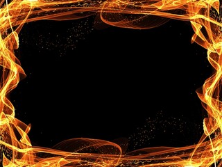 燃え上がる炎のフレーム枠：黒背景の情熱的なファイアボーダー