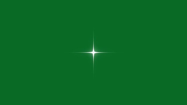 Magic single star  animation. fast line glitter motion, white cartoon blinking stars, flat vector doodle star, glowing sparkle light trails, 2D shining twinkle effect on green screen background. 4k