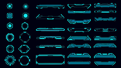 Futuristic user interface elements in a teal color scheme
