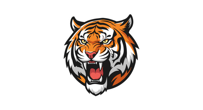 Cartoon Tiger Head with Open Mouth.