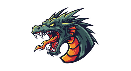 Green Dragon Head with Open Mouth.