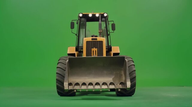 Tractor front side on Green Screen studio, Operating Heavy Equipment