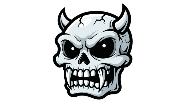 Illustration of a Devil Skull with Horns.