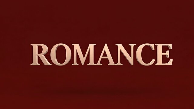 Metallic romance lettering slowly appears, conveying a loving mood on a deep red editing backdrop.