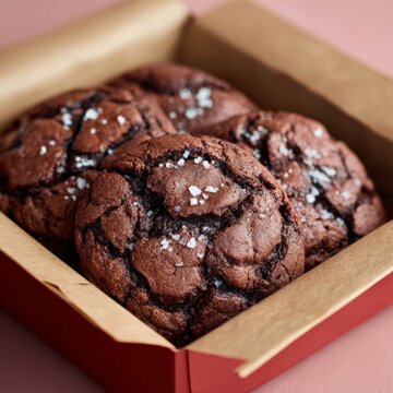 double chocolate cookies in a bakery box