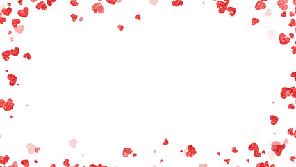 Obraz na płótnie Canvas valentines day red hearts frame shiny glitter isolated on transparent background,png love and passion 14 February and anniversary social media overlay design element