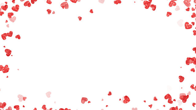 valentines day red hearts frame shiny glitter isolated on transparent background,png love and passion 14 February and anniversary social media overlay design element