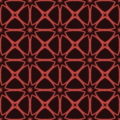 Seamless red heart pattern with a geometric chain texture and vintage decorative style