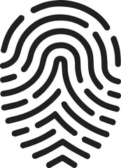 Black fingerprint icon on a white background, symbolizing identity verification, security and personal data, vector illustration editable file
