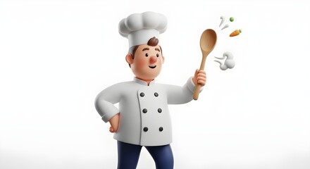 Naklejka premium A dashing 3D little knight in shiny silver armor and a golden helmet. This adorable cartoon character waves a friendly hand on a modern blue background.