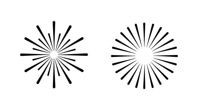 Minimal Fireworks Icon Set in Black, Simple Burst Symbols for Celebration and Event Design
