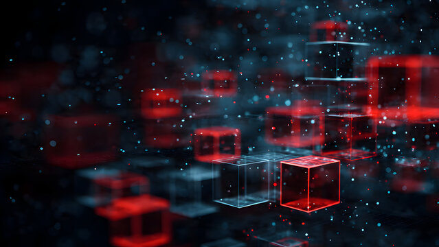 Floating Intersecting 2D and 3D Cubes in Luminous Abstract Big Data Space