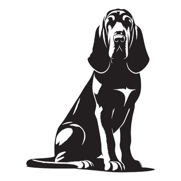Bloodhound Dog Vector Silhouette Artwork Featuring Legendary Scent Tracking Hound, Loyal Companion, Powerful Nose, Wrinkled Face, Droopy Ears, Noble Breed, Detective Spirit, Classic Canine.