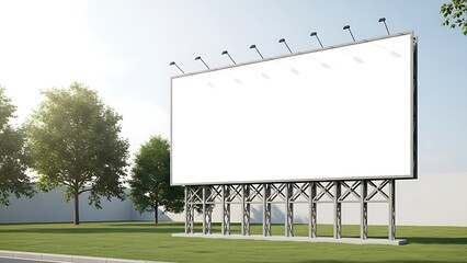 Obraz premium Large Blank Billboard on Grassy Area.