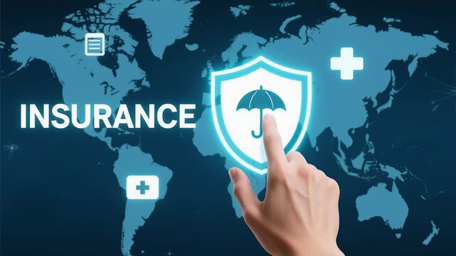 Digital health insurance policy, family life financial protection with online service for risk management and secure future coverage worldwide, saving, assurance, guarantee business, accident