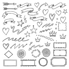 Obraz premium Hand drawn doodle elements vector set playful abstract sketch icons
