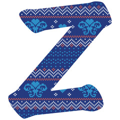 Obraz premium Yarn pattern letters in upper “Z” of English alphabet on white background