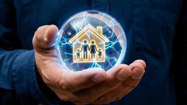 Digital health insurance policy, family life financial protection with online service for risk management, safety and saving, assurance, guarantee business, accident, long-term personal planning
