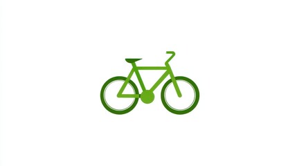 Fototapeta premium Colorful minimalist green bicycle eco transport icon, flat style, isolated white background, centered, eco clean mobility environment banner, sustainability digital asset, commercial use.