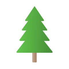 Stylized Evergreen Tree with a brown Trunk on White