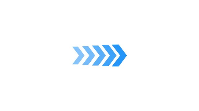 Sky blue direction concept arrow icon on white background. Abstract arrows indicates the direction of the overlay video.