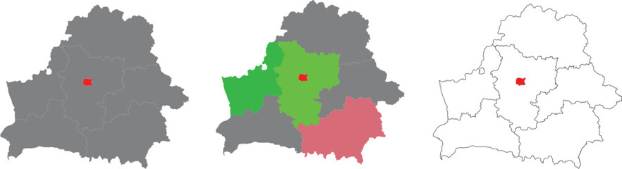 Obraz premium Belarus Administrative Map with Regions and Minsk City Vector Illustration