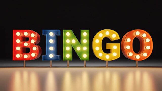 Bingo Marquee Text with Blinking Lights Animation