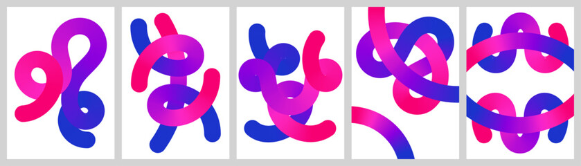 Obraz premium Abstract set of multicolored fluid gradient blob posters