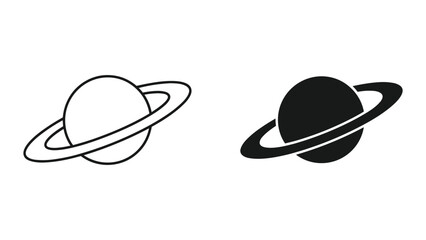 Saturn planet icon set in simple style © Meta