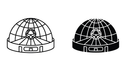 Astronomical dome illustration in black and white © Meta