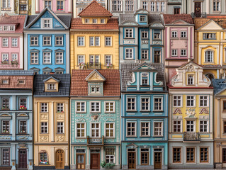 Obraz premium 19th Century European Urban Houses Illustration